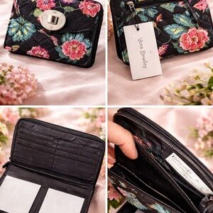 Vera Bradley Black with Pink and Blue Floral Wallet